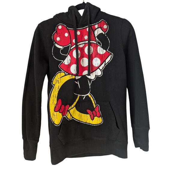 Disney Parks Minnie Mouse Hooded Sweatshirt Women’s Medium Black Graphic - Picture 1 of 5